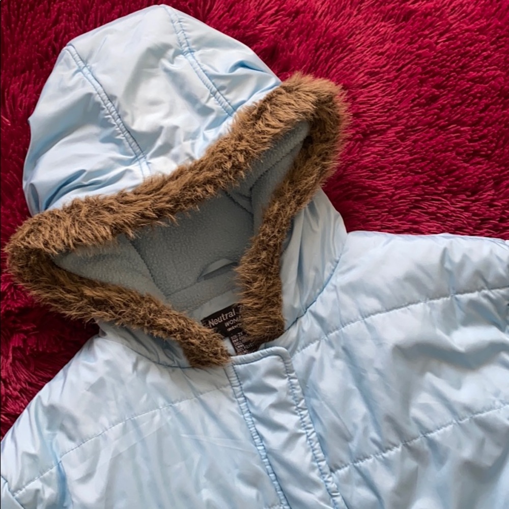 Sky Blue Parka puffer coat - Picture 2 of 14